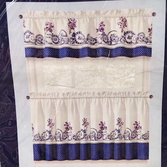 Kitchen Curtain Set Afternoon Tea Richloom Home Cottagecore Farmhouse - Picture 8 of 8